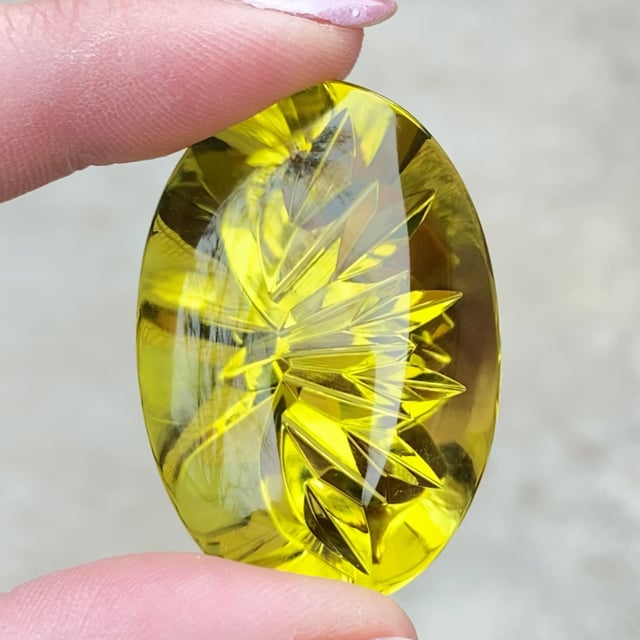 Lemon Quartz (large stone) (Fantasy cut gem by Brett Kosnar)