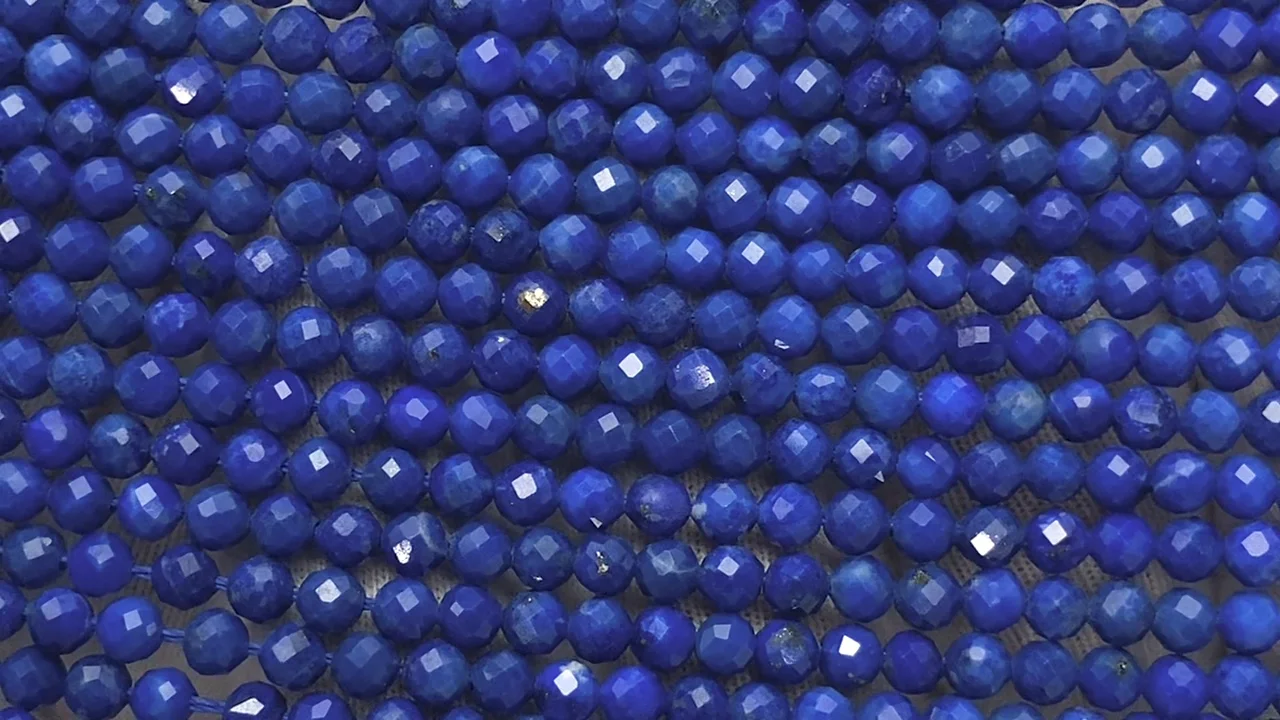 ラピスラズリ AAA- ラウンドカット3mm 半連/1連(約36cm)【素晴らしい