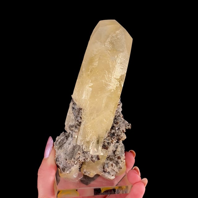 Calcite (doubly-terminated) with Dolomite and Chalcopyrite