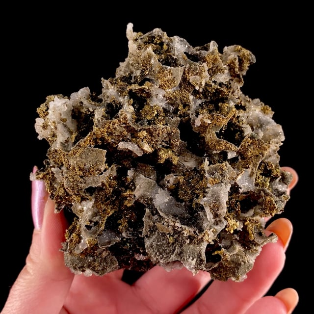 Quartz ''casts'' after Galena with Chalcopyrite and Galena
