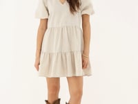 Beige wide linen look dress | My Jewellery