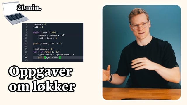 Gjennomgang av oppgaver om løkker i programmeringskurset