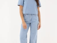 Blue wide leg jeans with stripes | My Jewellery
