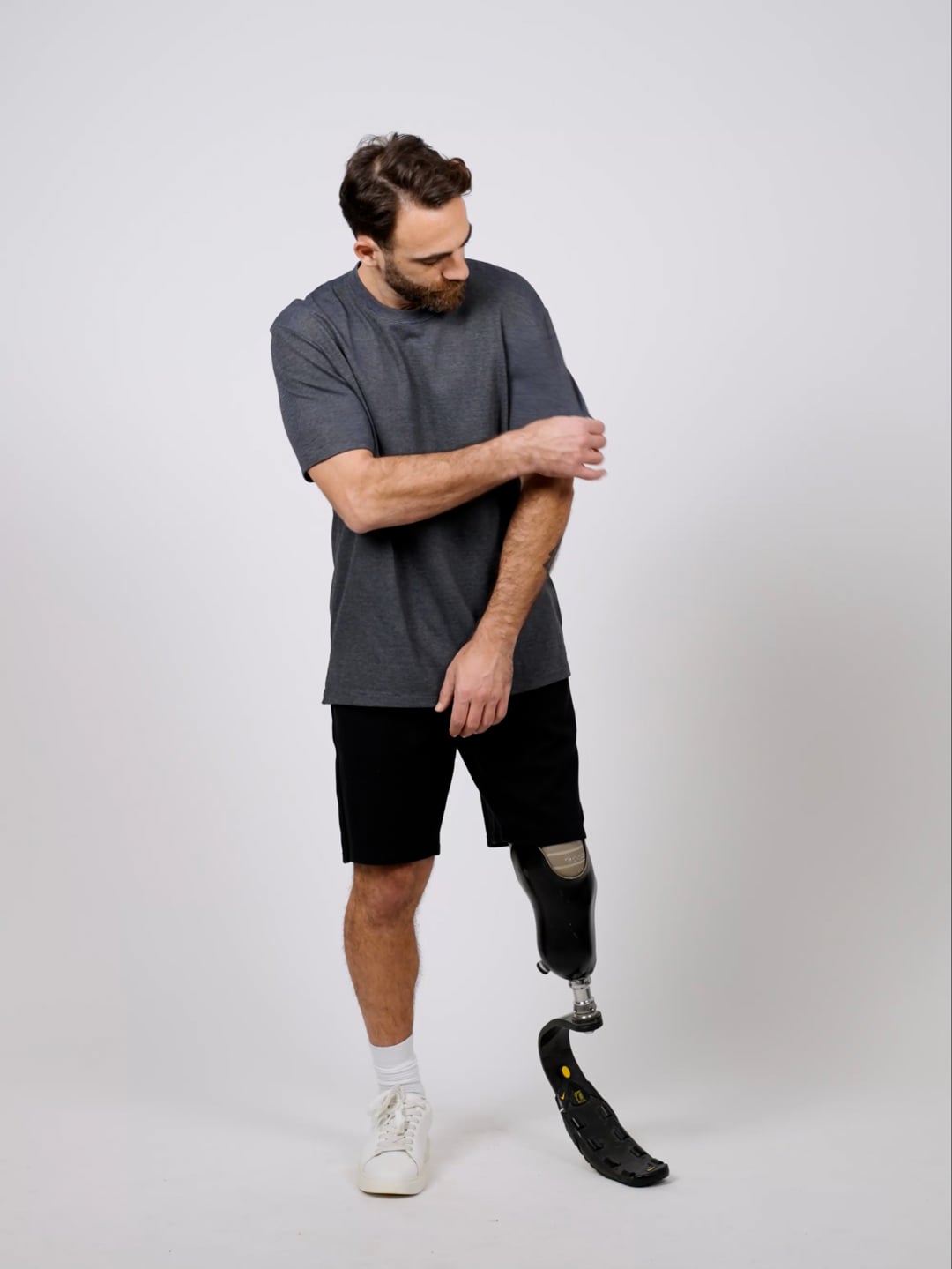 חולצה קצרה צווארון עגול בטקסטורת פסים