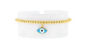 Italian 3mm 18kt Gold Vermeil Evil Eye Bead Stretch Bracelet