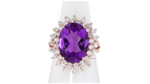 9.00 Carat Amethyst and 1.60 ct. t.w. Diamond Ring in 14kt Rose Gold