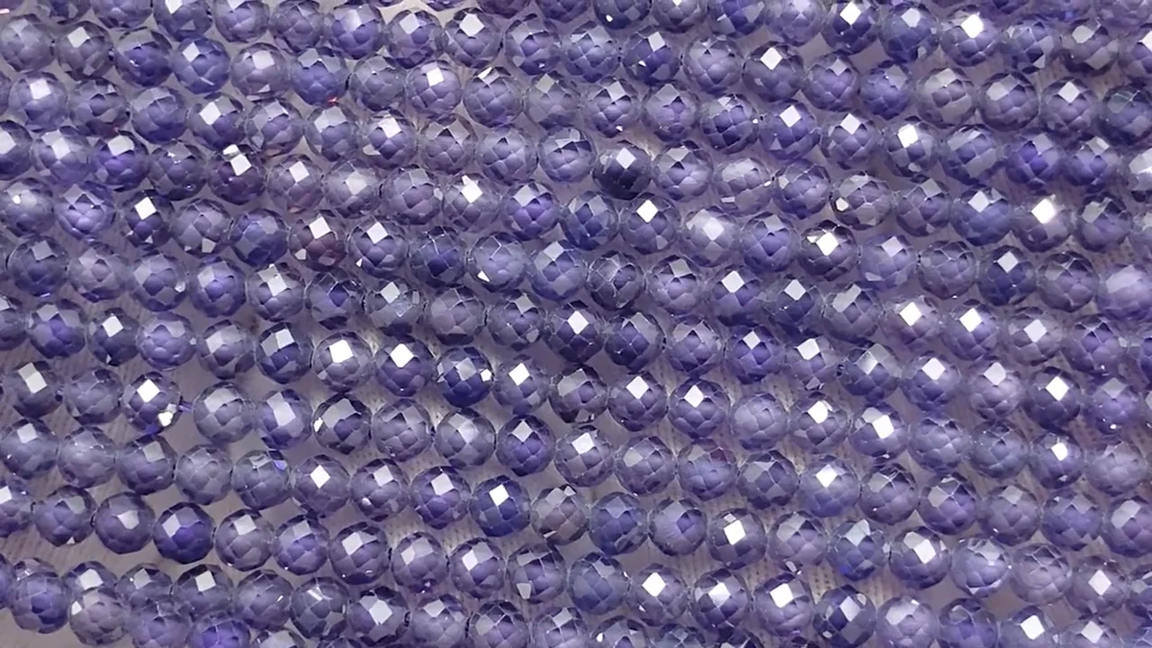 キュービックジルコニア ラウンドカット3mm 【バイオレット】 1連 