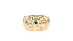 C. 1980 Vintage .40 ct. t.w. Diamond Dome Ring in 18kt Tri-Colored Gold