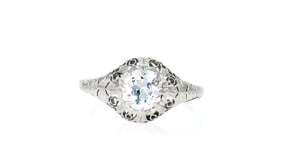 C. 1950 Vintage .65 Carat Diamond Filigree Ring in Platinum