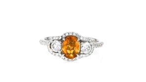 C. 1990 Vintage .90 Carat Citrine Ring with .80 ct. t.w. Diamonds in 18kt White Gold