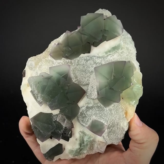 Fluorite octahedrons in Quartz