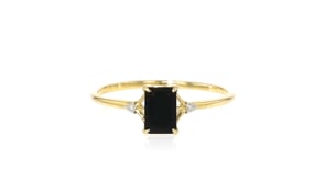 Onyx Ring with Diamonds in 14kt Yellow Gold