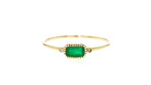 .20 Carat Bezel-Set Emerald Ring with Diamonds in 14kt Yellow Gold