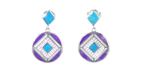 Mother-of-Pearl and 4.23 ct. t.w. Multi-Gemstone Disc Drop Earrings in Sterling Silver
