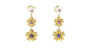 Mother-of-Pearl and .20 ct. t.w. Multi-Gemstone Flower Drop Earrings in 18kt Gold Over Sterling