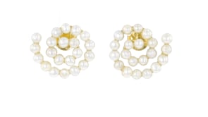 3-3.5mm Cultured Pearl Swirl Earrings in 18kt Gold Over Sterling