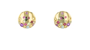 .46 ct. t.w. Multi-Gemstone Disc Earrings in 18kt Gold Over Sterling