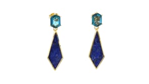 Lapis and 1.30 ct. t.w. London Blue Topaz Drop Earrings in 18kt Gold Over Sterling