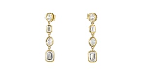 1.50 ct. t.w. Bezel-Set Lab-Grown Diamond Drop Earrings in 18kt Gold Over Sterling
