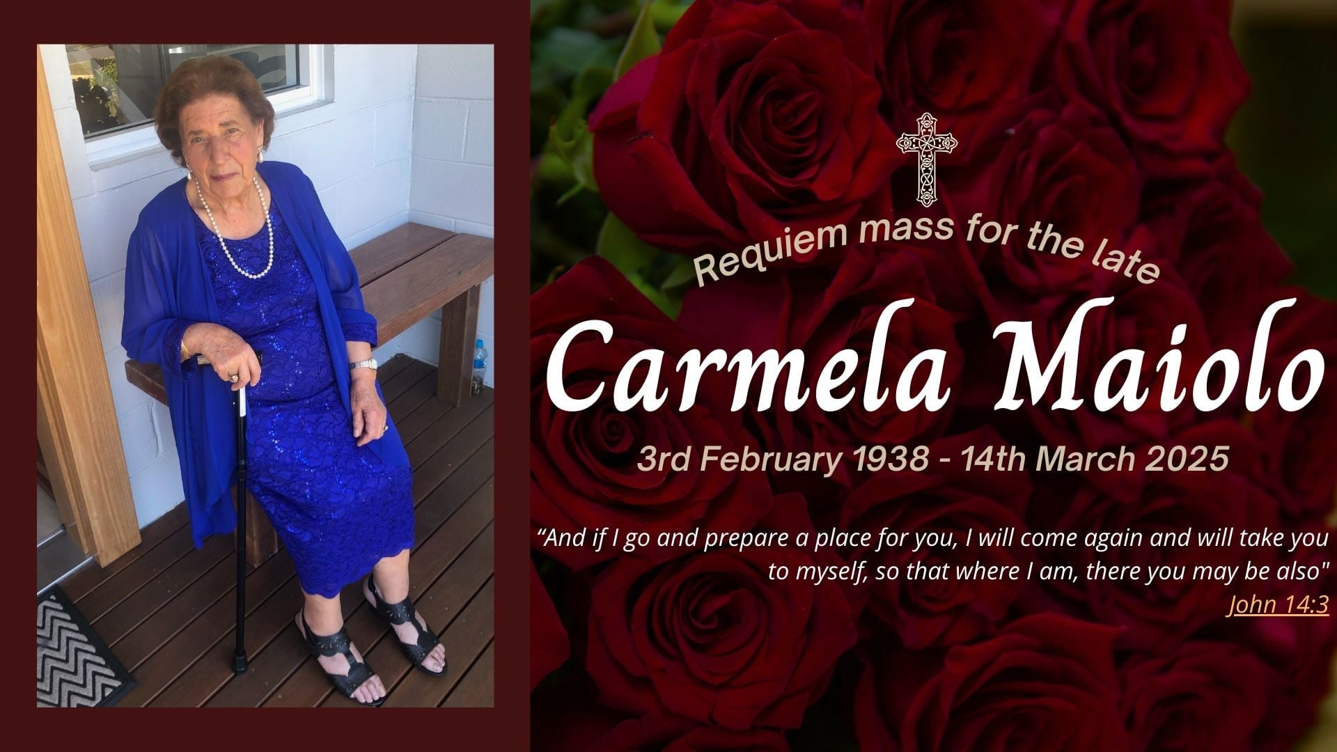 Funeral livestream of the late Carmela Maiolo