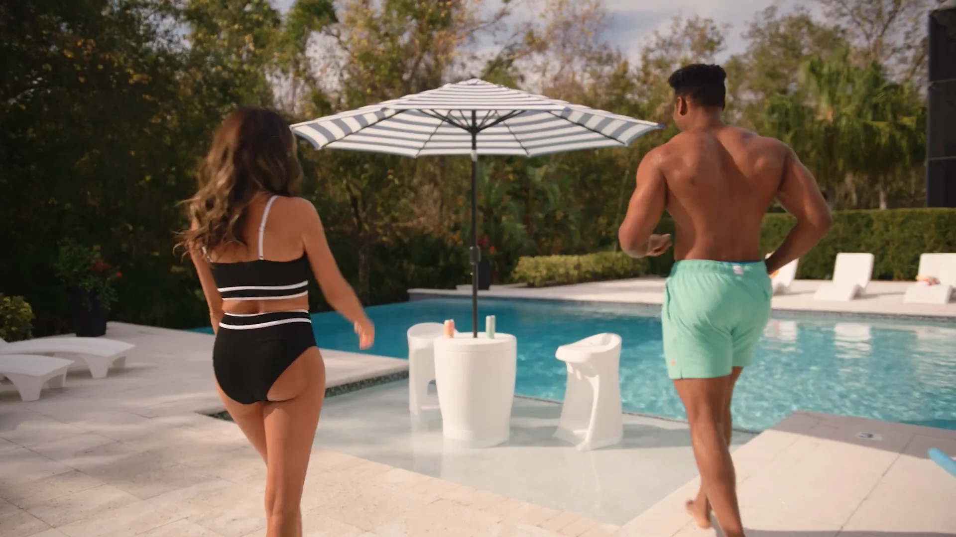 enesher swimming pool table set umbrella delightful patio home design REZVANI FURNITURE STUDIO Tenjam Ripple Wide in with Hole for Sun Shelf, Ledge Table for Water Depths up to 10", Lounger Side Table (Made-to-Order-Colors) (White) : Patio, Lawn Meet ShadeTable ShadeTable Water-Filled Pool, Patio &