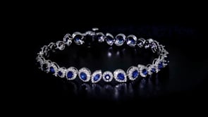 4.50 ct. t.w. Sapphire and 1.55 ct. t.w. Lab-Grown Diamond Bracelet in 14kt White Gold