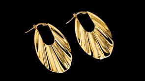 Italian 18kt Yellow Gold Ribbed Hoop Earrings