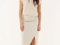 Beige linen look midi skirt | My Jewellery