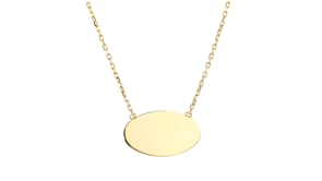 10kt Yellow Gold Personalized Oval Disc Necklace
