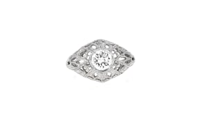 C. 2000 Vintage .68 Carat Diamond Filigree Ring in 14kt White Gold