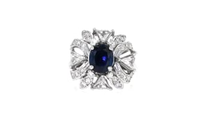 C. 1980 Vintage 1.40 Carat Sapphire and 1.10 ct. t.w. Diamond Ring in 10kt White Gold