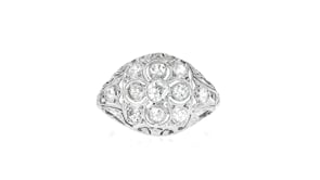 C. 1990 Vintage .85 ct. t.w. Diamond Filigree Ring in Platinum and 14kt White Gold