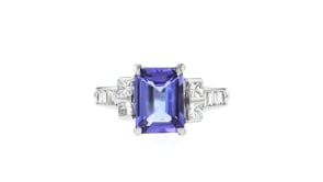C. 2000 Vintage 2.24 Carat Tanzanite and .53 ct. t.w. Diamond Ring in Platinum