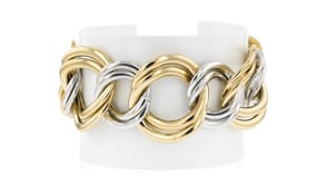 C. 1990 Vintage 14kt Two-Tone Gold Double-Circle Link Bracelet