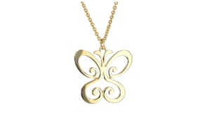 C. 1990 Vintage 14kt Yellow Gold Openwork Butterfly Pendant Necklace