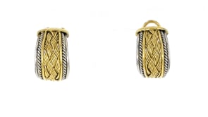 C. 1990 Vintage 18kt Two-Tone Gold Braided Curved Earrings
