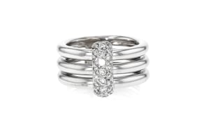 C. 1990 Vintage .25 ct. t.w. Diamond Multi-Row Ring in 18kt White Gold