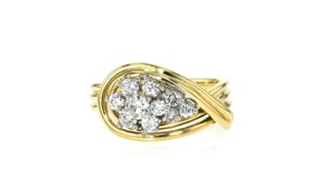 C. 1980 Vintage .60 ct. t.w. Diamond Cluster Ring in 14kt Yellow Gold