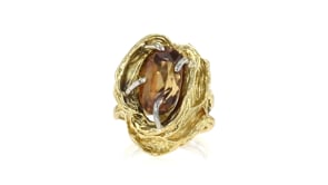 C. 1960 Vintage 9.00 Carat Brown Tourmaline Ring in 18kt Yellow Gold