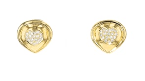 C. 1980 Vintage .40 ct. t.w. Diamond Heart Earrings in 18kt Yellow Gold