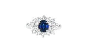 C. 2000 Vintage 1.43 Carat Sapphire and 1.08 ct. t.w. Diamond Ring in Platinum