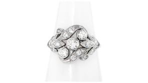 C. 1950 Vintage .75 ct. t.w. Diamond Cluster Cocktail Ring in 14kt White Gold