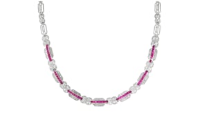 C. 1990 Vintage 3.50 ct. t.w. Ruby and .64 ct. t.w. Diamond Filigree Necklace in 14kt White Gold