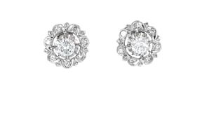 C. 1970 Vintage 1.35 ct. t.w. Diamond Flower Earrings in 14kt White Gold