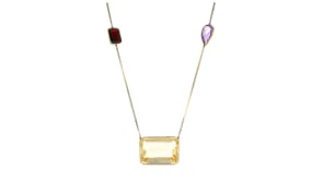 C. 1970 Vintage 51.35 ct. t.w. Multi-Gemstone Station Necklace in 14kt Yellow Gold