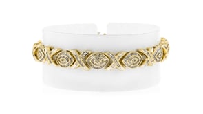 C. 1990 Vintage 4.18 ct. t.w. Diamond XO-Link Bracelet in 10kt Yellow Gold