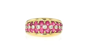 C. 1990 Vintage 1.90 ct. t.w. Ruby and .20 ct. t.w. Diamond Ring in 18kt Yellow Gold