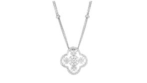 C. 1990 Vintage .85 ct. t.w. Diamond Floral Openwork Necklace in 18kt White Gold