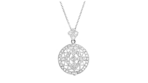 C. 1990 Vintage 1.00 ct. t.w. Diamond Openwork Circle Pendant Necklace in 18kt White Gold