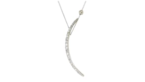 C. 1950 Vintage 2.00 ct. t.w. Diamond Crescent Moon Toggle Necklace in 14kt Two-Tone Gold with Platinum